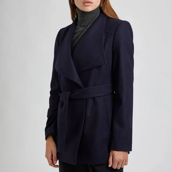 NWT Ted Baker Rytaa Short Wool Wrap Coat- Dark Navy- size 6 - Picture 2 of 10